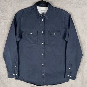 Norse Projects Villads Twill Button Down Shirt Men Small Cotton Long Sleeve Navy